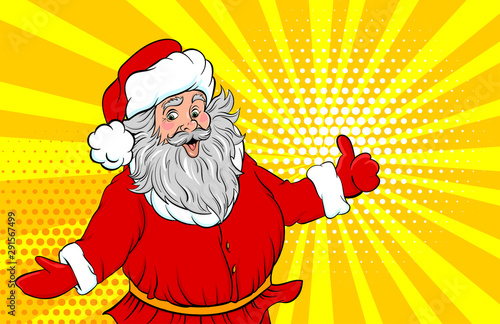 Funny old Santa pop art style show place text