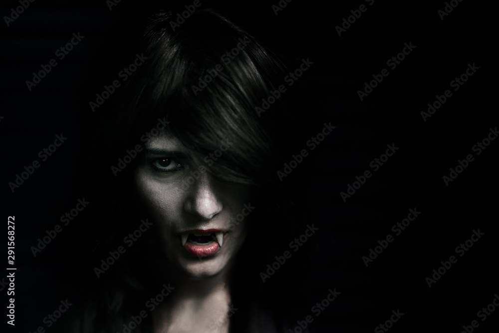 Halloween Vampire Beautiful Woman over black Halloween Vampire Beautiful Woman over black