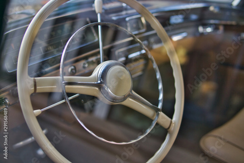 Interior view of classic vintage car.