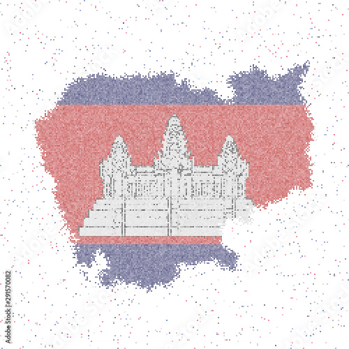 Map of Cambodia. Mosaic style map with the flag of Cambodia. Vector illustration.