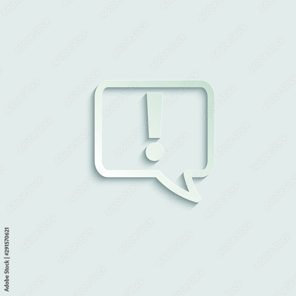 exclamation point icon. exclamation point symbol. Chat symbol with the exclamation point. paper icon with shadow exclamation point icon. exclamation point symbol. Chat symbol with the exclamation point. paper icon with shadow