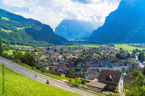 Fotografie Mollis, Glarus / Switzerland - July 4th, 2019: General view of Mollis (Glarus No