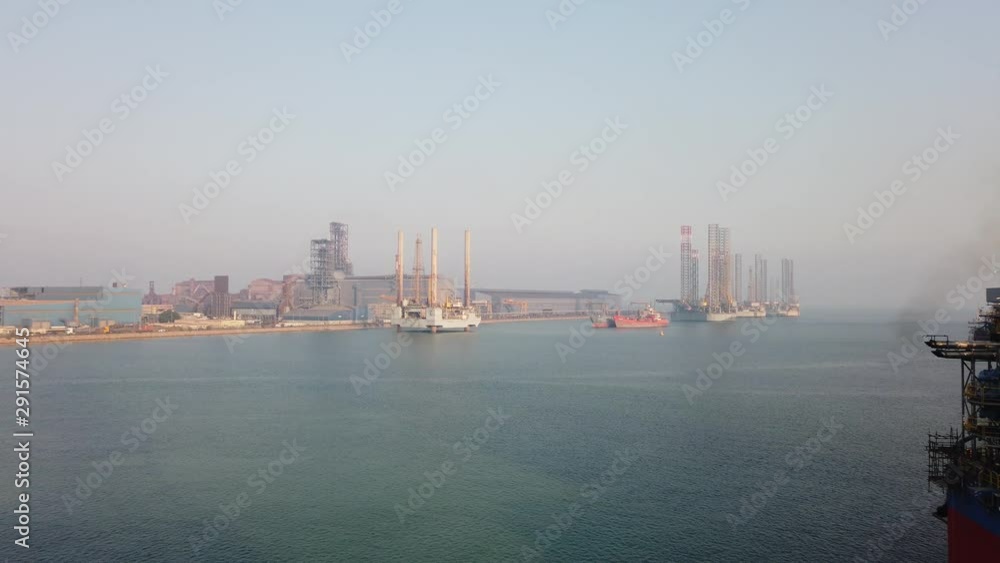 Jack up rig in the shipyard for repair Jack up rig in the shipyard for repair