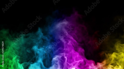 Wallpaper Mural Multicolored steam spins and rises from below. Colorful line smoke rises from a large pot, which is located behind the frame. Isolated seamless loop black background. Torontodigital.ca