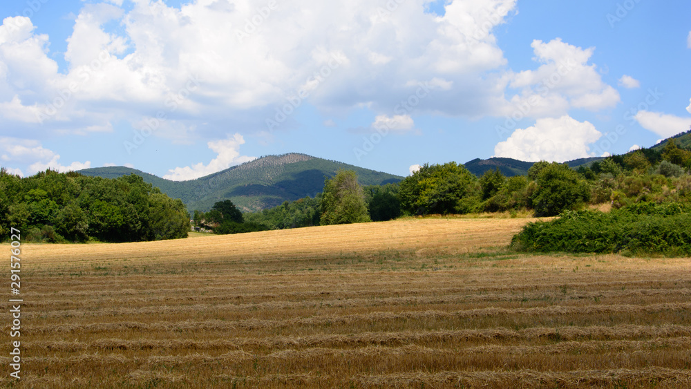Umbrian landscape with mountains in the background