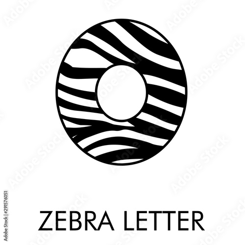 Logotipo número 0 con patrón de piel de cebra en blanco y negro