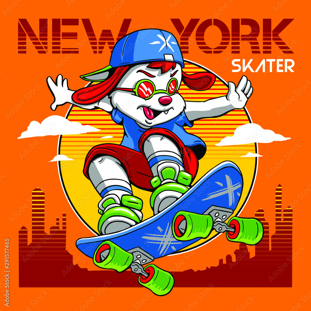 Obraz cartoon skater illustration