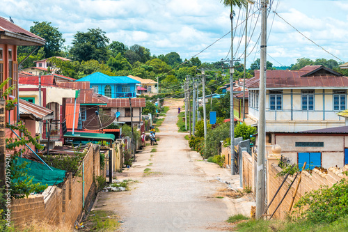 colorful street of caribbean village