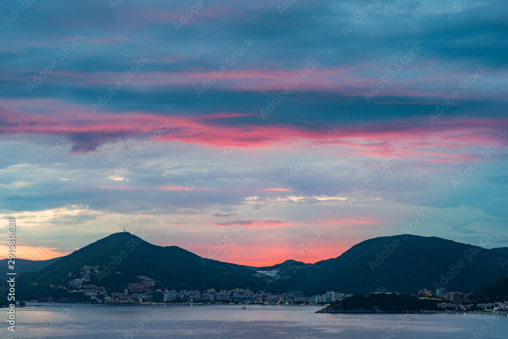 Twilight over Budva City