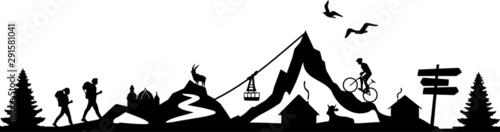 Landscape Mountain Alps Silhouette Vector