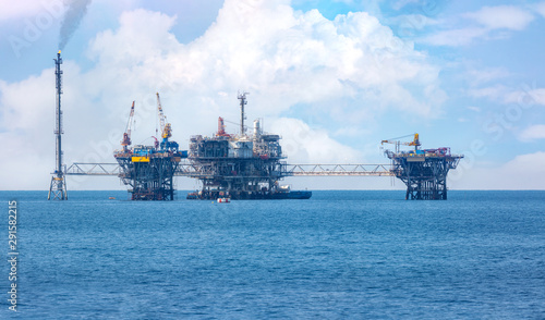 Complex big offshore oil rig drilling platform