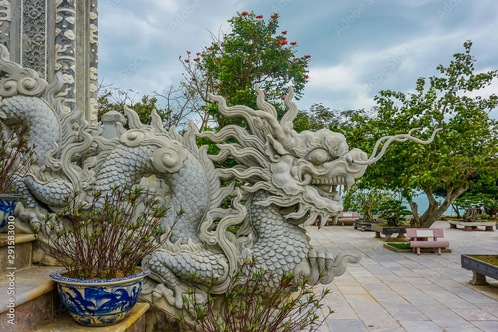 Beautiful architecture at the Buddhist temple in Da Nang, Vietnam