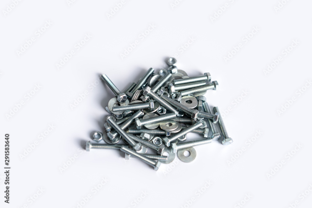 Bolts and screws on a white background Bolts and screws on a white background