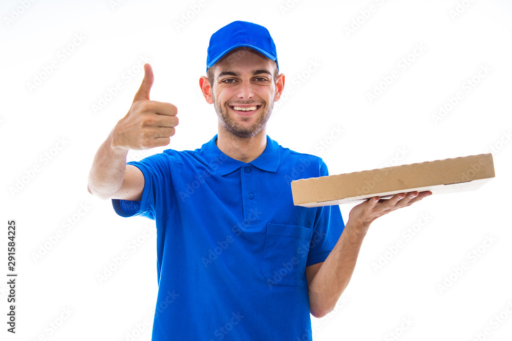 pizza delivery man isolated on white background pizza delivery man isolated on white background