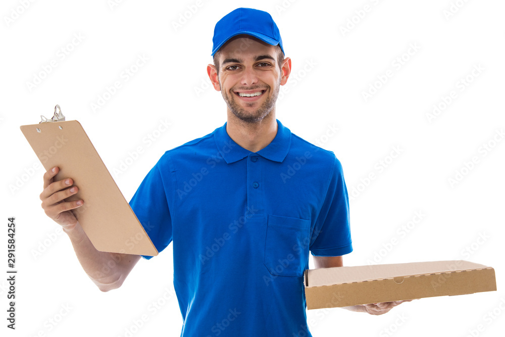 pizza delivery man isolated on white background pizza delivery man isolated on white background