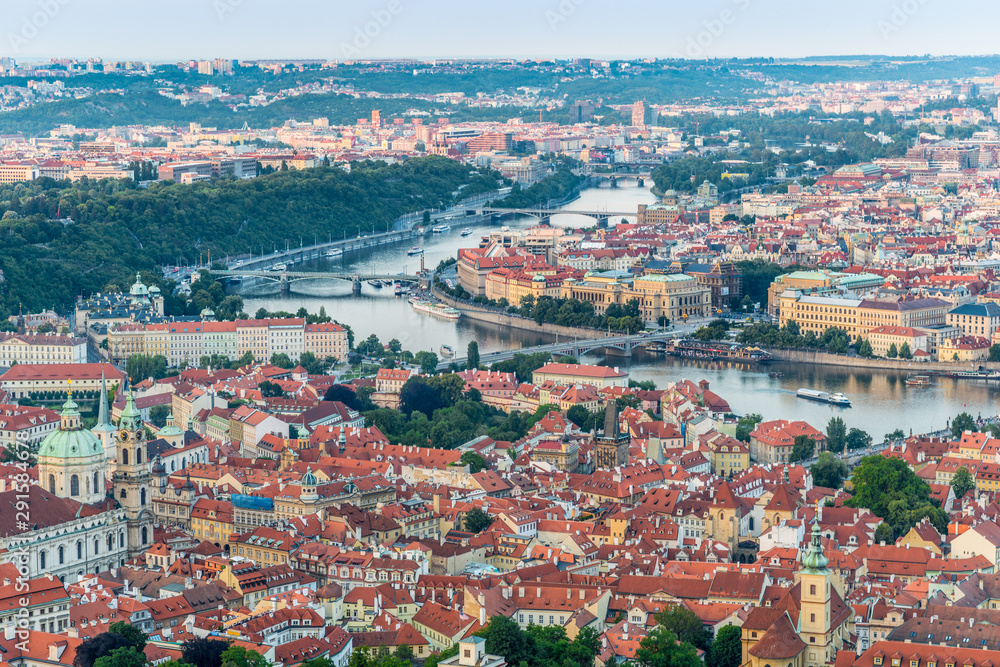 Prague city seen from above