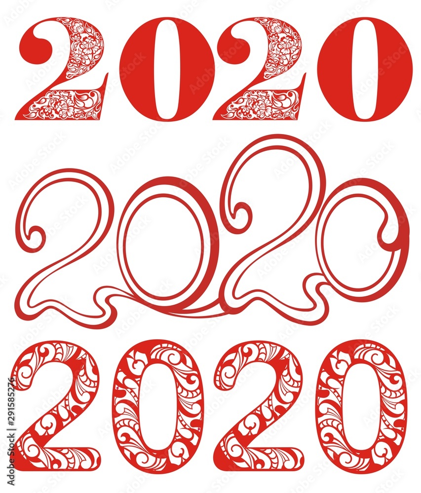 2020 text design pattern. Collection of Happy New Year 2020 text design pattern. Collection of Happy New Year