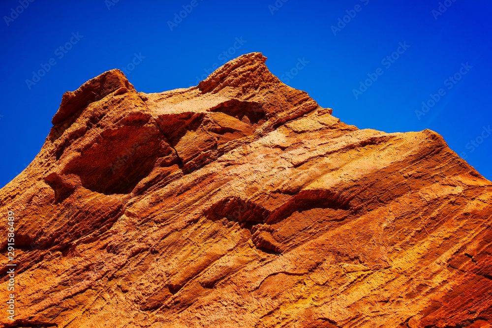 detail of the rocks in the ocher quarry near russillon, france