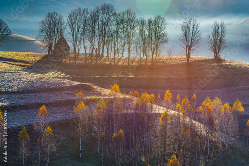 Traditional three hundred years old houses seen in a beautiful morning light during october photo