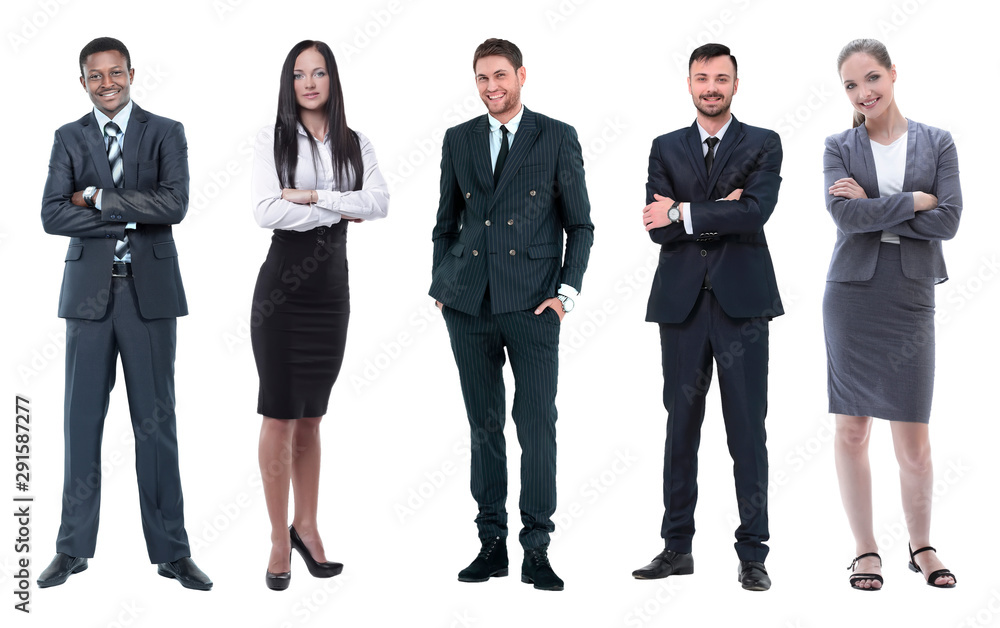 Collage of business people on white background