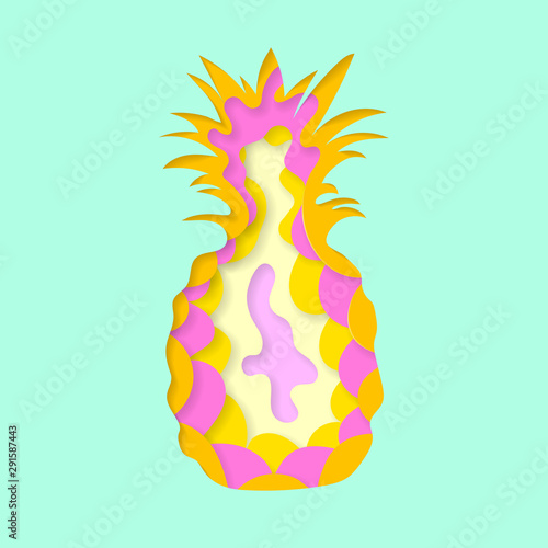 Paper carve cut art with pineapple