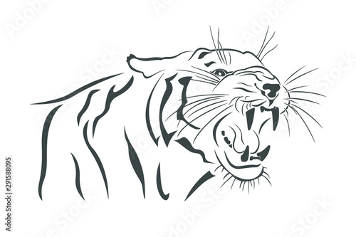 tiger black and white silhouette