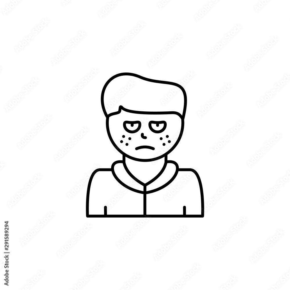 Facial rash, disease. Vector icon. On white background