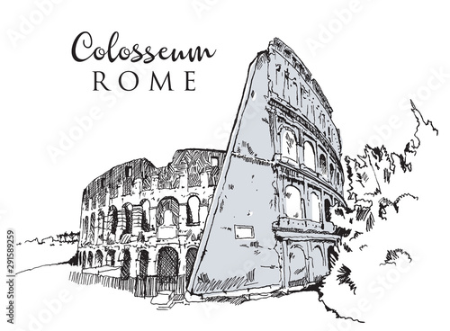Drawing sketch illustration of the Colosseum