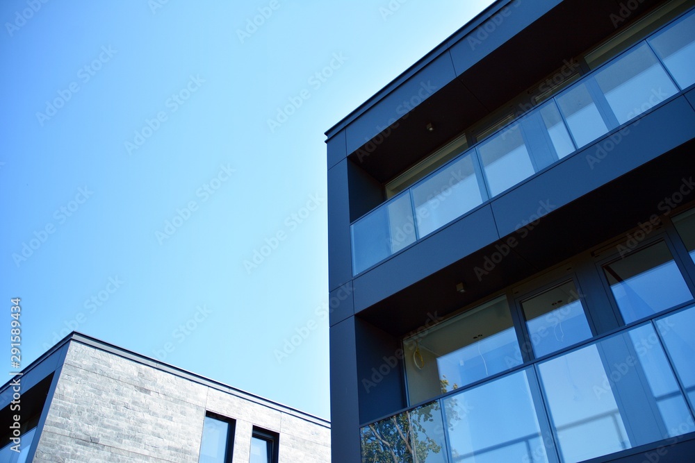 Obraz premium Abstract fragment of contemporary architecture. Residential modern building