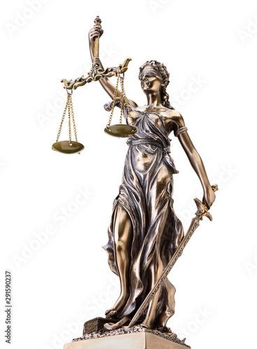 Fotografie Statue of justice isolated on white background