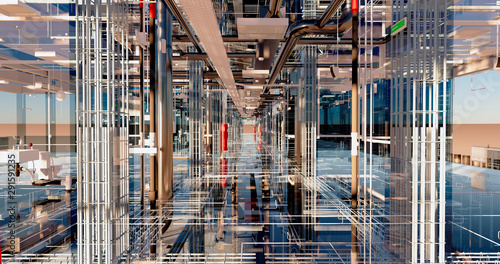 Visualization of the concept of BIM model utilities of the building	