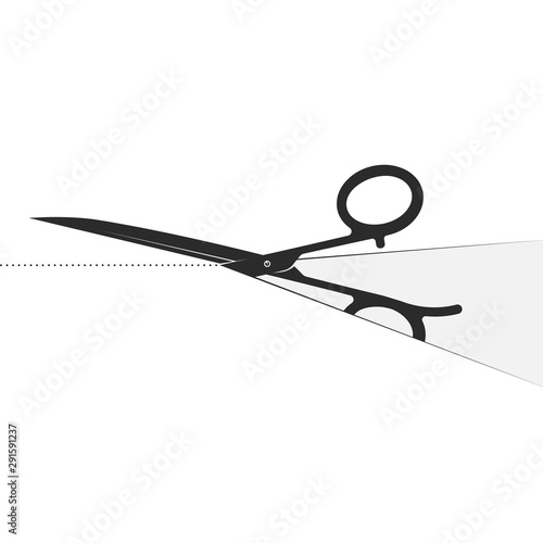 Scissors cut fabric silhouette for cutting and sewing