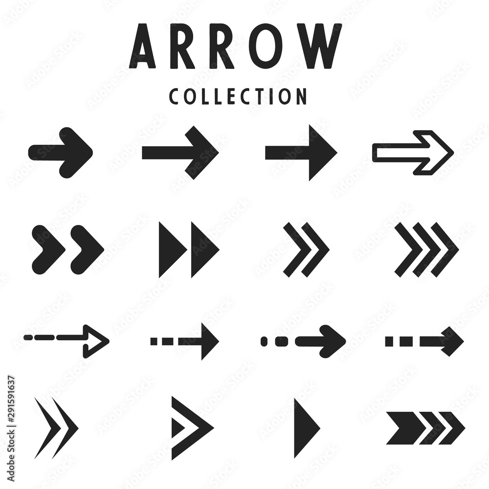 Collection of arrows and icon symbols. Vector illustration isolated on white background. Collection of arrows and icon symbols. Vector illustration isolated on white background.