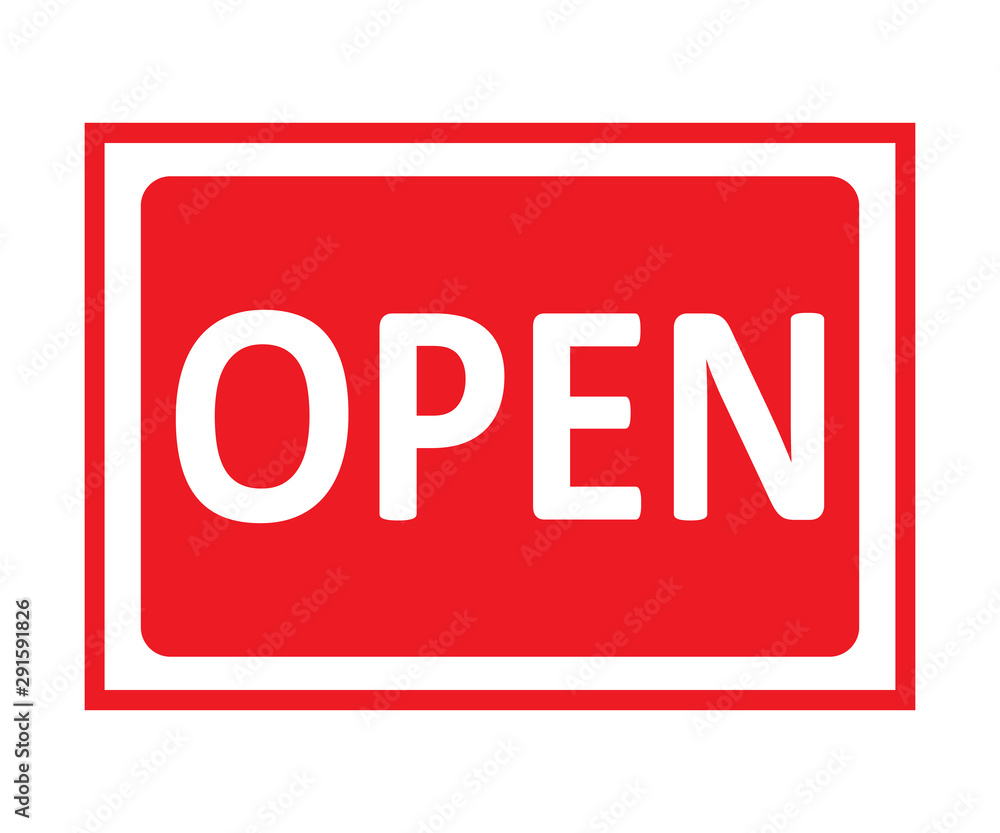 Open hanging sign on white background. Sign for door. Vector stock illustration. Open hanging sign on white background. Sign for door. Vector stock illustration.