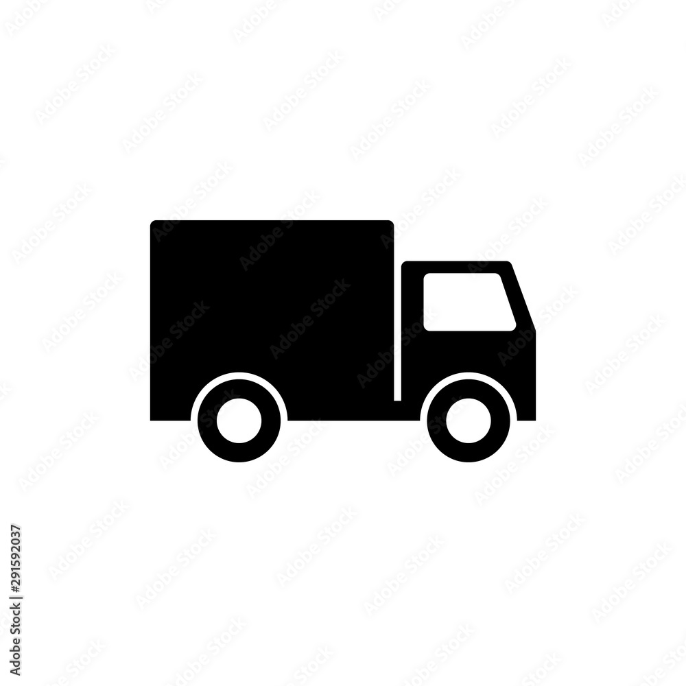 Truck icon vector. Delivery van, service concept, Minimalistic sign isolated on white background. Trendy Flat style for graphic design, Web site, UI.