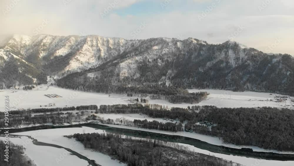 Winter mountains in the Altai Republic. Russia. Aerial Video Winter mountains in the Altai Republic. Russia. Aerial Video