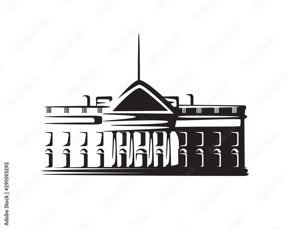 White House of America Building Silhouette