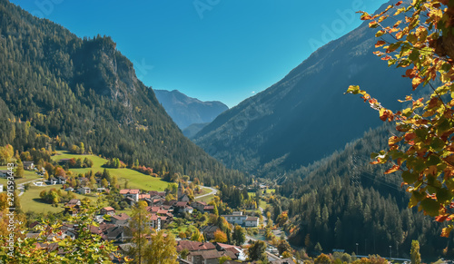 Colorful swiss autumn landscape in Filisur.