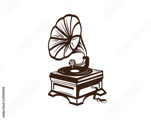 Gramophone and Phonograph Record Player Illustration Silhouette