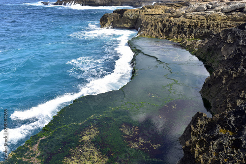 The coast called Devil's Tear on the western side of Nusa Lembongan Island, Bali, Indonesia