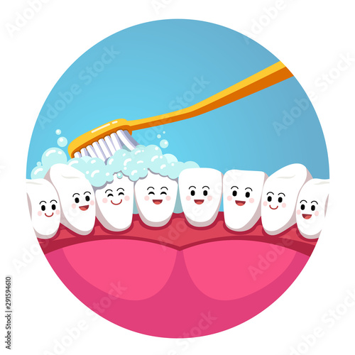 Toothbrush brushing teeth in mouth, inside view