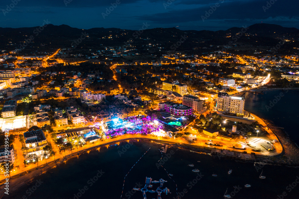 Fototapeta premium Beautiful aerial view on coast of the night city