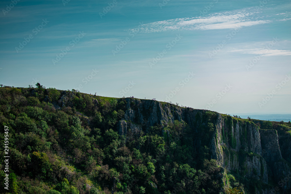 Landscape view showing a cliff top in Cheddar Gorge, Somerset 