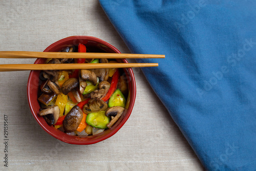 Healthy bowl of sautéed vegetables