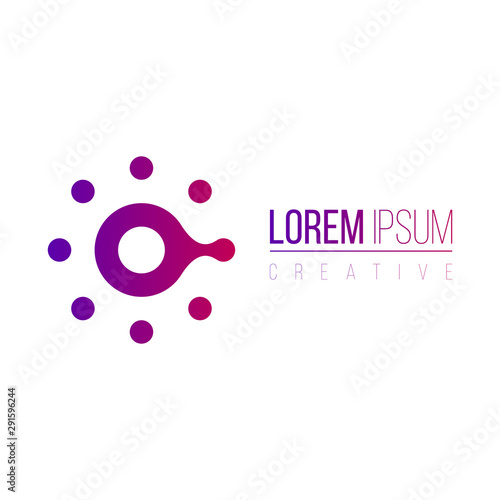 Molecule nano technology Lab Circle Logo template. Unique logo design concept. Creative innovation business icon. Stock Vector illustration isolated on white background.