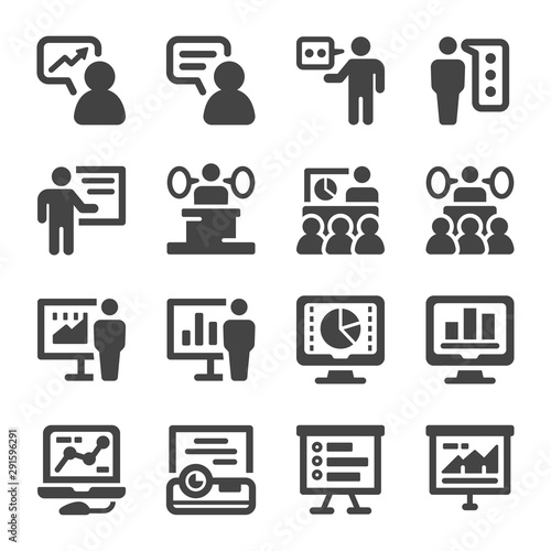 presentation and presenter icon set,vector and illustration