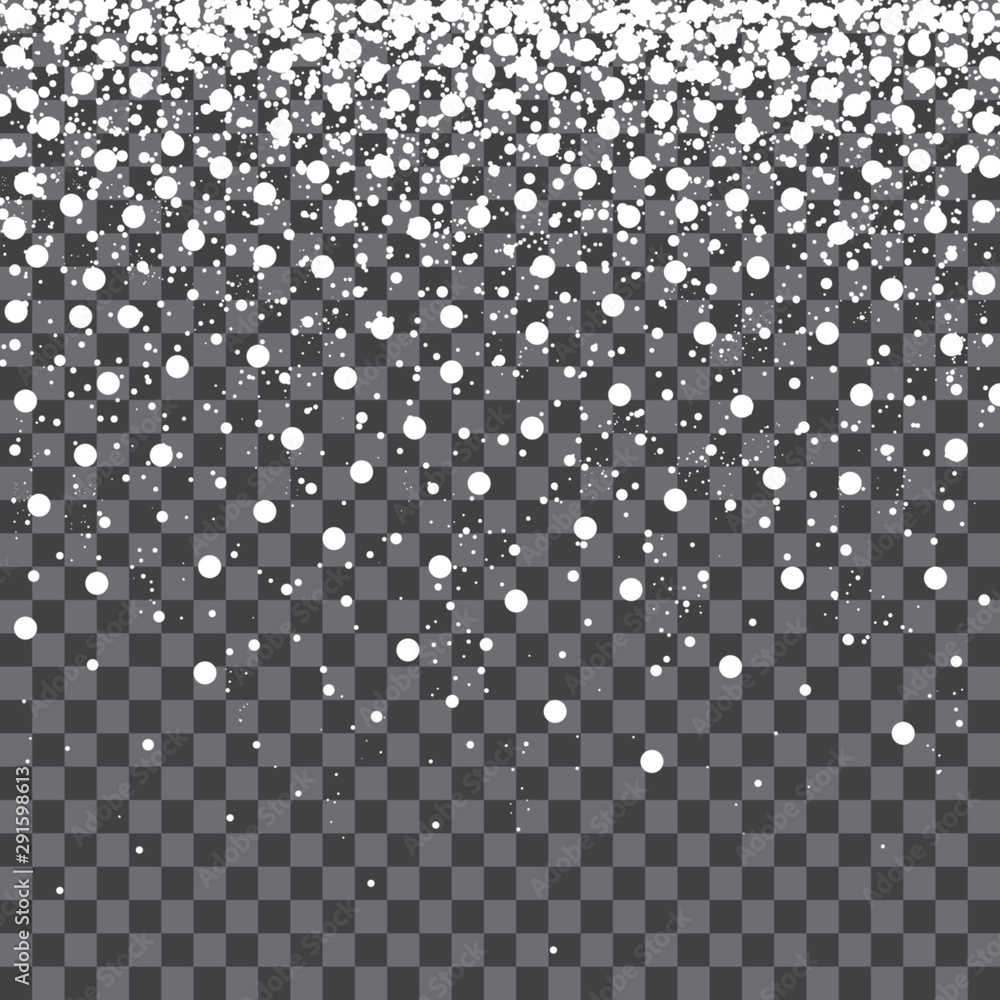 Falling snowflakes, isolated on transparent background, vector illustration. Falling snowflakes, isolated on transparent background, vector illustration.
