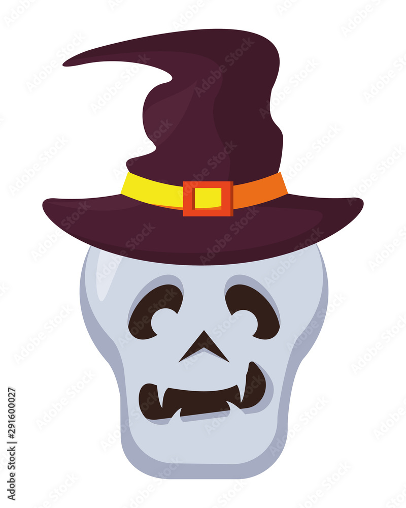 head skull with halloween witch hat accessory head skull with halloween witch hat accessory