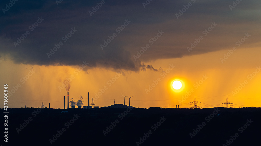 wind power mills plant pole germany dark sunset