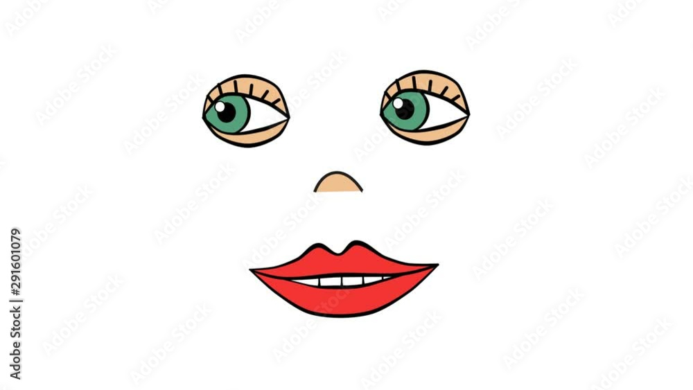 painted cartoon face speak. Alpha channel. 2D animation painted cartoon face speak. Alpha channel. 2D animation